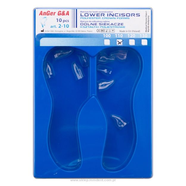 Kształtki poliestrowe AnGer dolne siekacze 10 szt.