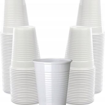 Plastikowe kubki jednorazowe białe 100 szt.