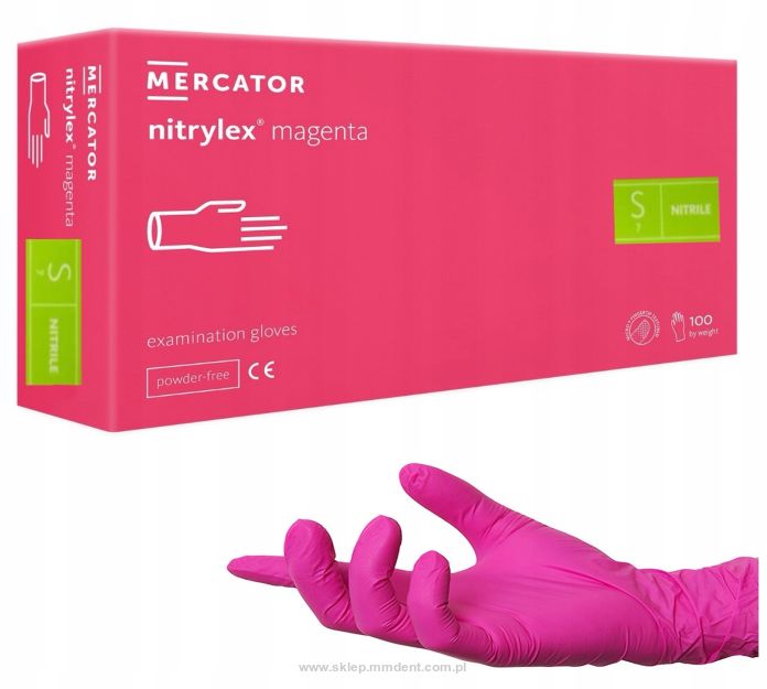 Rękawice nitrylowe różowe 100szt. Mercator