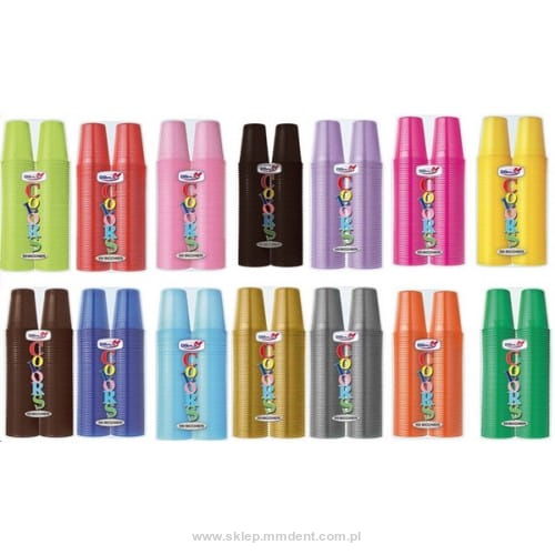 Plastikowe kubki jednorazowe kolorowe 100 szt.