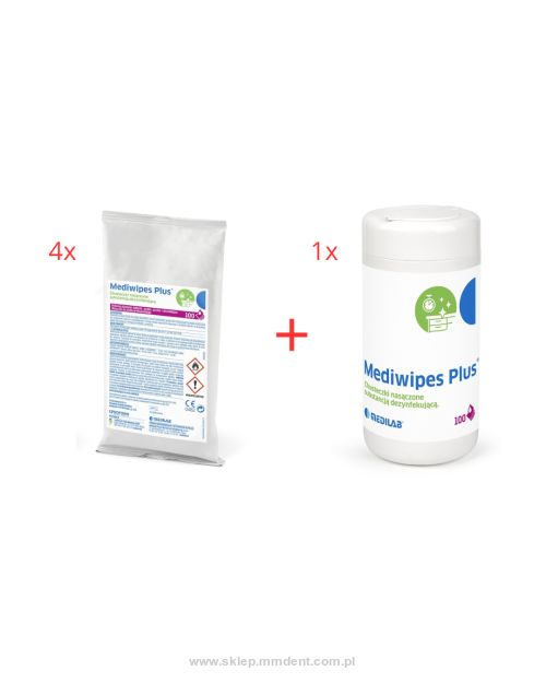 4 op. chusteczek Mediwipes uzupełnienia + box gratis