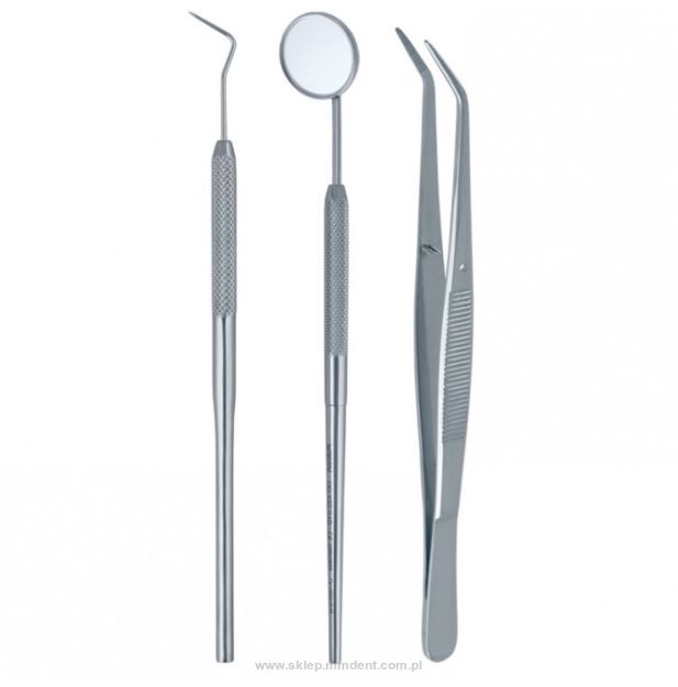 Zestaw diagnostyczny (zgłębnik, peseta, lusterko)