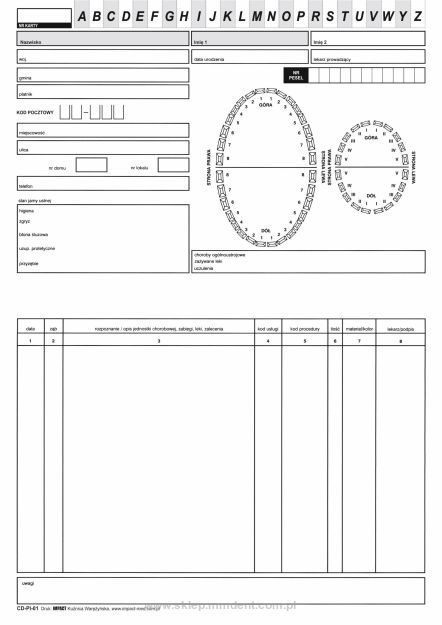 Historia choroby z diagramem twarda 100szt.
